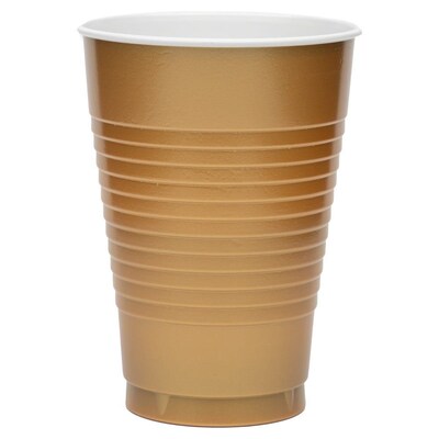JAM Paper Plastic Party Cups, 12 oz, Gold, 20/Pack (255525363)