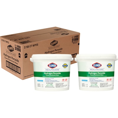 Clorox Healthcare Hydrogen Peroxide Cleaner Disinfectant Wipes, 185 Count, 2 Buckets/CT (30826)
