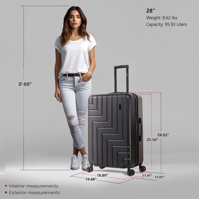 DUKAP Zahav 29.52" Hardside Suitcase, 4-Wheeled Spinner, TSA Checkpoint Friendly, Black (DKZAH00L-BLK)