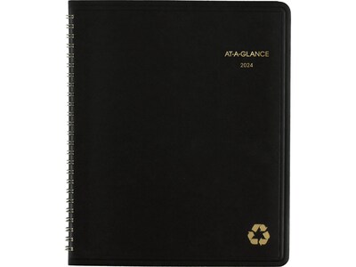 2024 AT-A-GLANCE Recycled 7 x 8.75 Monthly Planner, Black (70-120G-05-24)