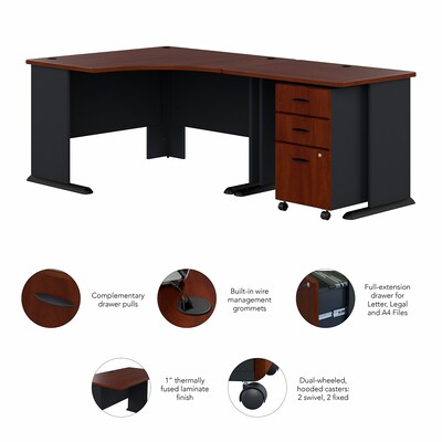 Bush Business Furniture Cubix 48"W Corner Desk with Return and Mobile File Cabinet, Hansen Cherry (SRA005HCSU)