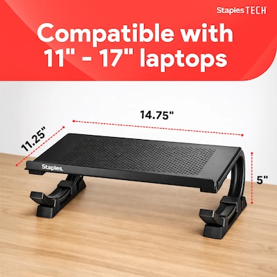 Staples TECH 14.75 x 11.25 Steel Adjustable Laptop Stand, Black (51232)