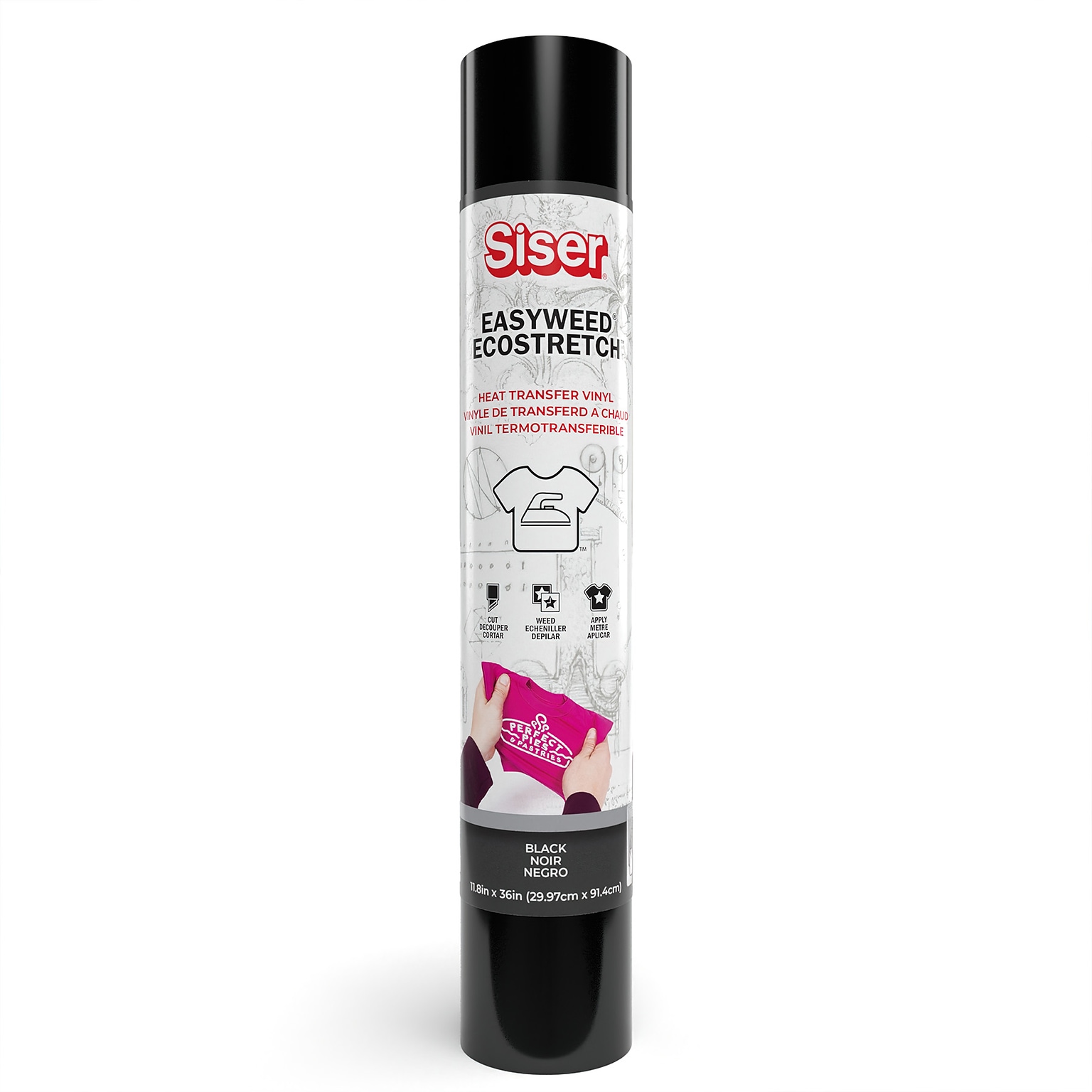 Siser Easyweed Ecostretch Die Cutting HTV Heat Transfer Vinyl, 36, Black (SIRMIECO1183602)