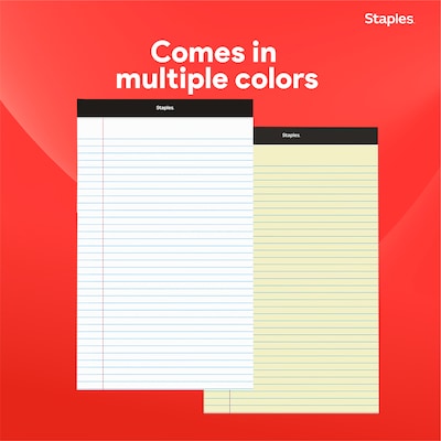 Staples Notepads, 8.5" x 14" (legal), Wide Ruled, White, 50 Sheets/Pad, Dozen Pads/Pack (ST57342)