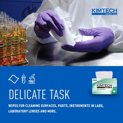 Kimtech SCIENCE KIMWIPES Delicate Task Durable Fibers Cleaning Wipers, 8.4" x 4.4", White, 286 Wipers/Box, 30/Carton (34120)