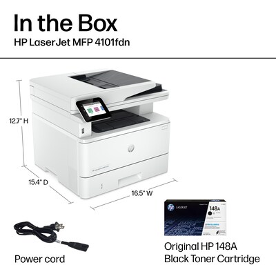 HP LaserJet Pro MFP 4101fdn Black & White Laser Printer, All-In-One, Print, Scan, Copy, Fax, Best for Office (2Z618F)