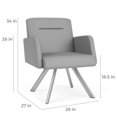 Lesro Willow Fabric Lounge Chair, Open House Graphite/Black (WL1101.SBK-01OHGP)