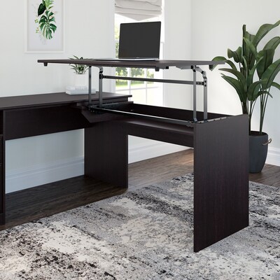 Bush Furniture Cabot 36"-42"H 3 Position Sit to Stand Desk Return, Espresso Oak (WC31845)