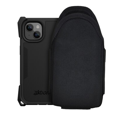 The Joy Factory aXtion Edge Bundle MagSafe Case & Holster for iPhone 15, Shock Absorbing, Black (CPA310HS)