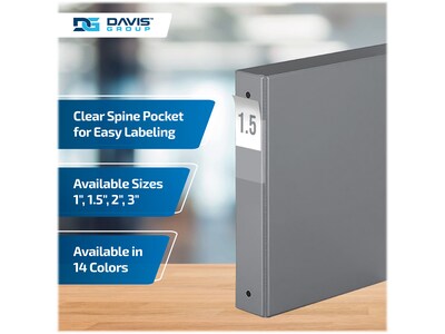 Davis Group Premium Economy 1 1/2" 3-Ring Non-View Binders, Gray, 6/Pack (2312-07-06)