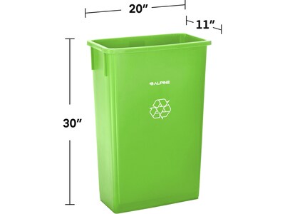 Alpine Industries Polypropylene Commercial Indoor Recycling Bin, 23 Gallon, Lime Green, 3/Pack (ALP477-LGRN-3PKD)