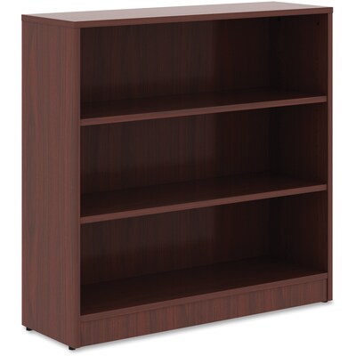 Lorell 36" 3-Shelf Bookcase with Adjustable-Shelves, Mahogany Laminate (LLR99781)
