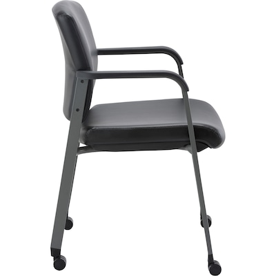 Lorell Healthcare Upholstery Vinyl Guest Chair with Casters, Black (LLR30951)