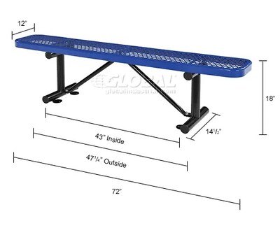 Global Industrial 6' Outdoor Steel Flat Bench, Expanded Metal, Blue (277156BL)