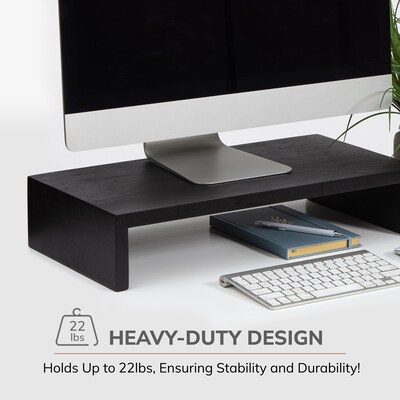 Anji Mountain Mango Wood Monitor Stand, Up to 32" Monitor, Black (MS-FNG-BLK)