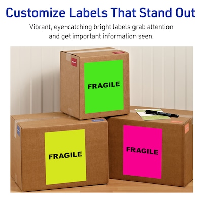 Avery Laser Shipping Labels, 8-1/2" x 11", Neon Green, 100 Labels/Box (5940)