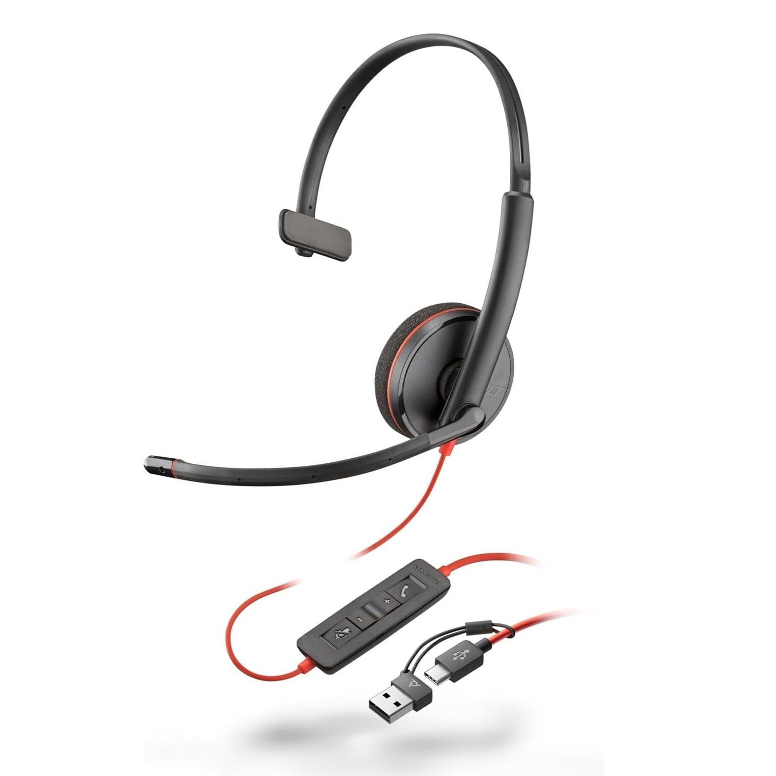 Poly Blackwire 3200 Noise Canceling Mono Headset, USB Type C, UC Certified (8S0L5A6#ABA)