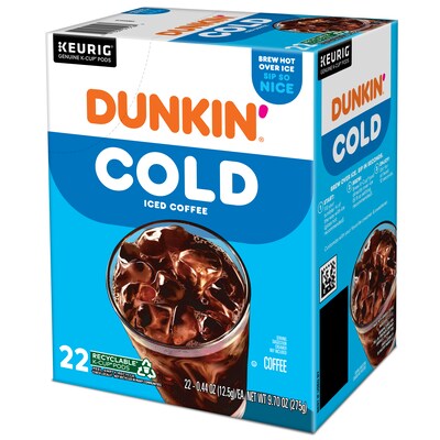 Dunkin' Cold Iced Coffee Keurig® K-Cup® Pods, Medium Dark Roast, 88/Carton (5000369251CT)