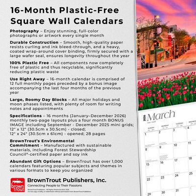 2026 BrownTrout Badger State Wisconsin Places 12" x 12" Monthly Wall Calendar (9798330706372)