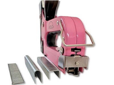 Apollo Tools Stapler with Power Adjustment Knob, Pink/Black (DT5020P)