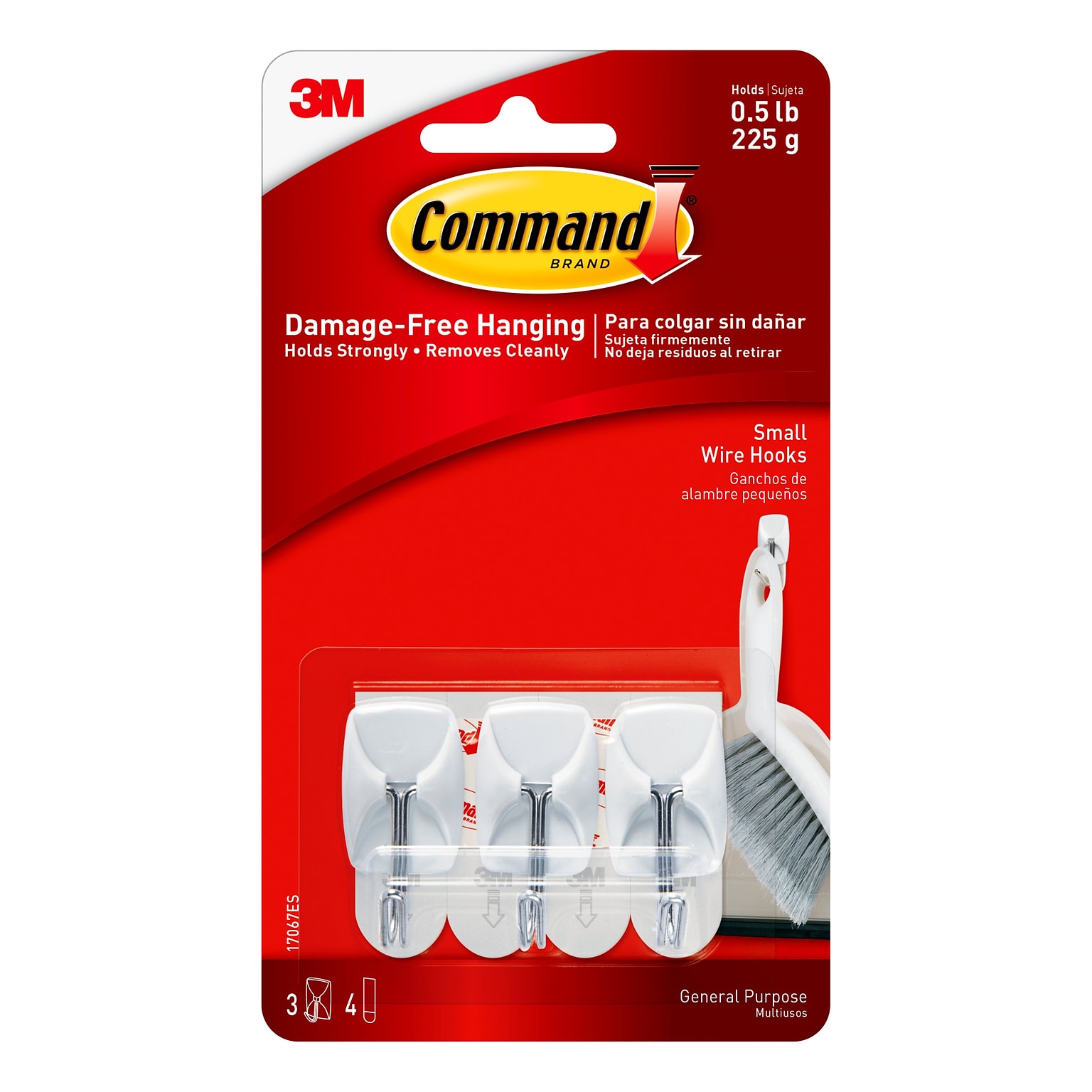 Command Small Wire Hooks, White, 3 Hooks (17067ES)