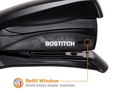 Bostitch Inspire Reduced-Effort Desktop Stapler, 15-Sheet Capacity, Black (AMAX1493)