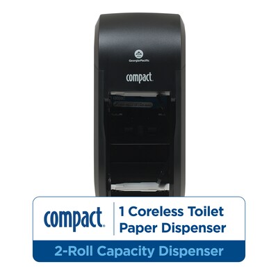 Georgia-Pacific Compact 2-Roll Coreless Toilet Paper Dispenser, Black (56790A)