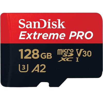 SanDisk Extreme PRO 128GB microSDXC Memory Card, Class 10, UHS I U3, V30 (SDSQXCD 128G GN6MA)
