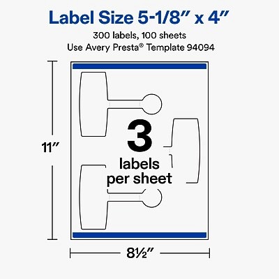 Avery Laser/Inkjet Sealing Labels, 5-1/8" x 4", Clear, 300 Labels/Box (19479370695)