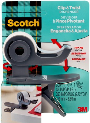 Scotch Clip & Twist Desktop Tape Dispenser, Gray (C19CLIP)