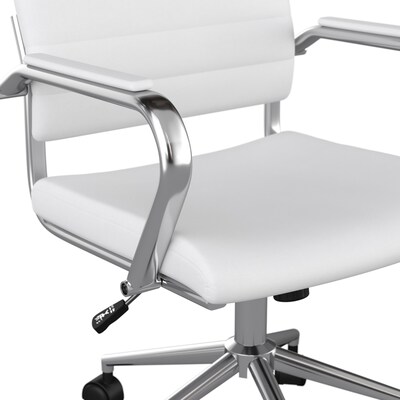 Martha Stewart Piper Faux Leather Swivel Office Chair, White/Polished Nickel (CH2209212WH)