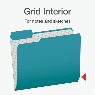 Pendaflex Heavy Duty File Folder, 1/3-Cut Tab, Assorted, Letter Size, Teal, 100/Box (1006995)