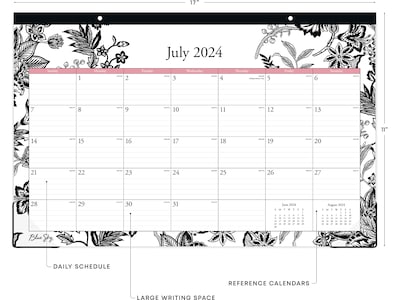 2024-2025 Blue Sky Analeis 17 x 11 Academic Monthly Desk Pad Calendar, Black/White (130617-A25)