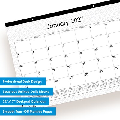 2027 Blue Sky 17 x 22 Monthly Desk Calendar, Black/White (160977)