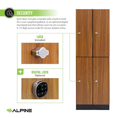 Alpine Industries 72" 2-Tier 2-Column Storage Locker, Oak (701-O-2-MK)