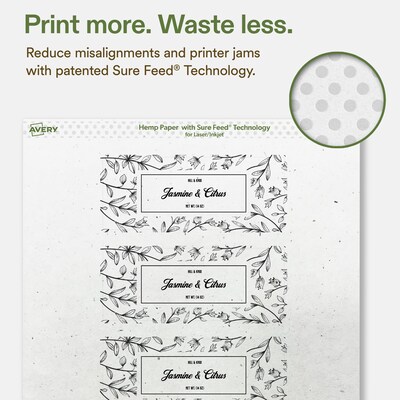 Avery Hemp Rectangle Laser/Inkjet Multipurpose Labels, 2" x 5", Off-White (80/Pack)