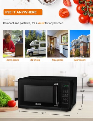 Commercial Chef 0.9 Cu. Ft. Countertop Microwave, Black (CHM9MB)