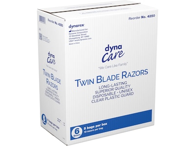 Dynarex Twin-Blade Razor, Blue, 50/Pack, 6 Packs/Carton (4250)