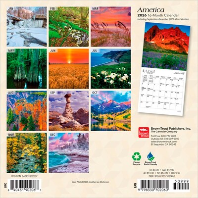 2026 BrownTrout America 7 x 7 Monthly Wall Calendar (9798330702060)