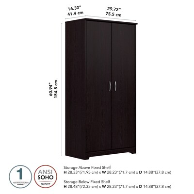 Bush Furniture Cabot 61"H Tall Storage Cabinet with Doors, Espresso Oak (WC31899)
