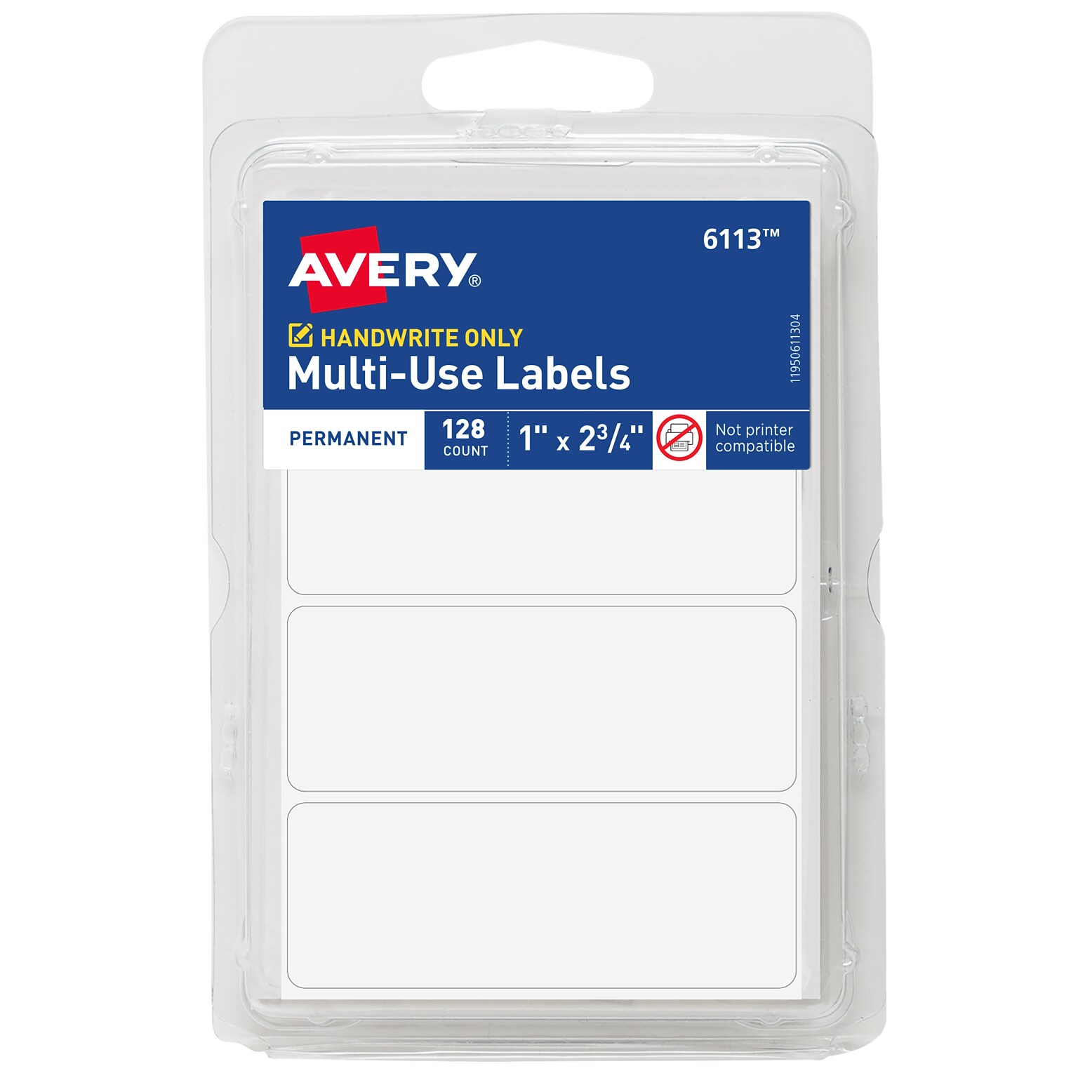 Avery Multi-Use Permanent Labels, 1 x 2.75, White, 128 Labels/Pack (6113)
