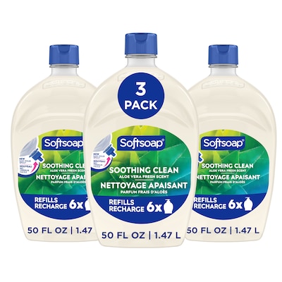 Softsoap Soothing Clean & Liquid Hand Soap Refill, Aloe Vera Scent, 50 oz., 3/Carton (61046117CT)