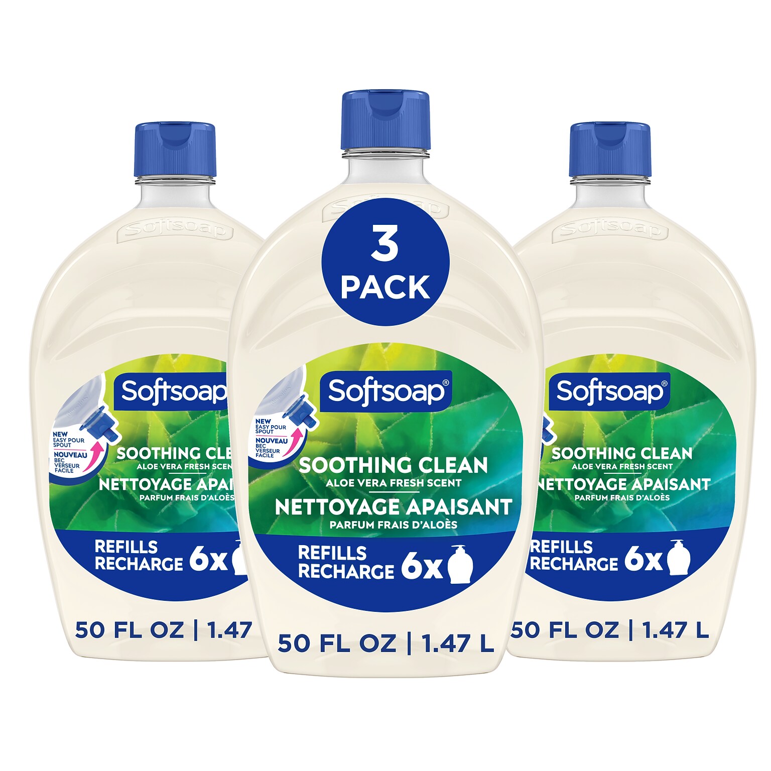 Softsoap Soothing Clean & Liquid Hand Soap Refill, Aloe Vera Scent, 50 oz., 3/Carton (61046117CT)