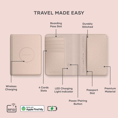 Satechi Vegan-Leather FindAll Passport Cover, Desert Rose (ST-VPCR)