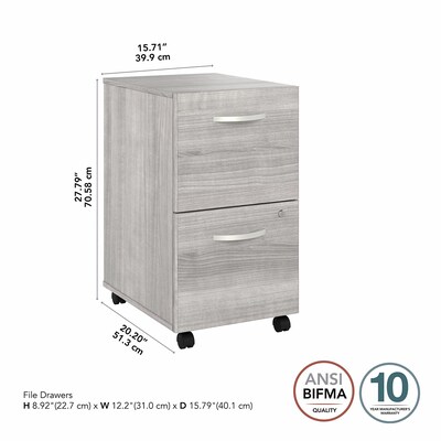 Bush Business Furniture Studio A 2-Drawer Mobile Vertical File Cabinet, Letter/Legal Size, Lockable, Platinum Gray(SDF116PGSU-Z)