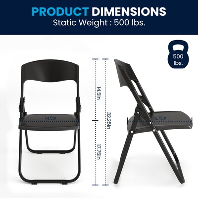 Flash Furniture Plastic Folding Chair, Black, Set of 6 (6RUTIBLK)