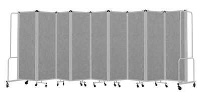 National Public Seating Robo Series 9-Panel Folding Mobile Room Divider, 72"H x 210"W, Grey Fabric (RDG6-9PT02)