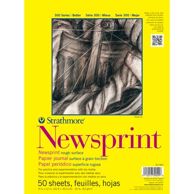 Strathmore 300 Series 9 x 12 Tape Bound Newsprint Sketch Pad, 50 Sheets/Pad, 6/Bundle (STTP3078091