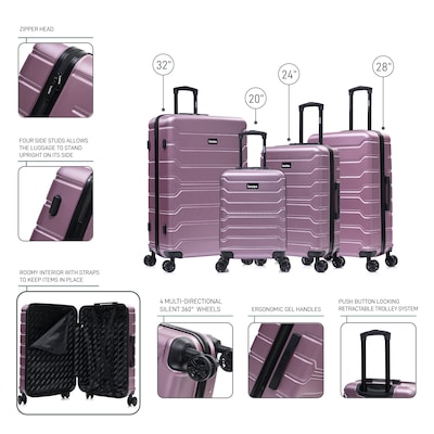 InUSA Trend 4-Piece Hardside Spinner Luggage Set, TSA Checkpoint Friendly, Rose Gold (IUTRESMLXL-ROS)