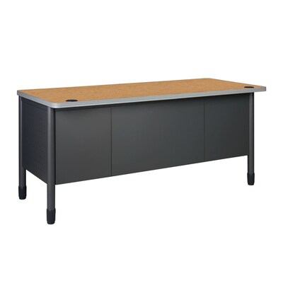Regency Mesa Steel Double Pedestal Teacher's Office Desk, 60" x 30", Medium Oak (66266DPMO)